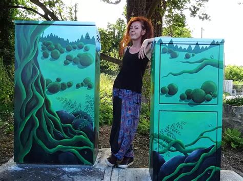 Wife's recently finished artwork on electric boxes. : 